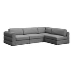 Beckham 114" Linen Textured Fabric Upholstered 4pc. Modular Sectional in Grey