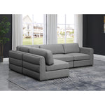 Beckham 114" Linen Textured Fabric Upholstered 4pc. Modular Sectional in Grey