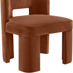 Zuno Velvet Performance Fabric Upholstered Dining Chair in Cognac