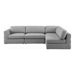 Beckham 114" Linen Textured Fabric Upholstered 4pc. Modular Sectional in Grey