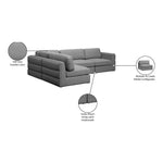Beckham 114" Linen Textured Fabric Upholstered 4pc. Modular Sectional in Grey