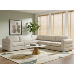 Beckham 114" Linen Textured Fabric Upholstered 5pc. Modular Sectional in Beige