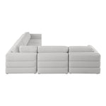Beckham 114" Linen Textured Fabric Upholstered 5pc. Modular Sectional in Beige