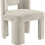 Zuno Velvet Performance Fabric Upholstered Dining Chair in Cream