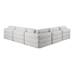 Beckham 114" Linen Textured Fabric Upholstered 5pc. Modular Sectional in Beige