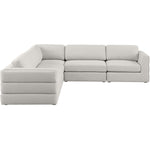Beckham 114" Linen Textured Fabric Upholstered 5pc. Modular Sectional in Beige