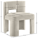 Zuno Velvet Performance Fabric Upholstered Dining Chair in Cream