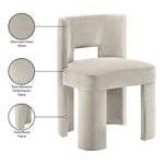 Zuno Velvet Performance Fabric Upholstered Dining Chair in Cream