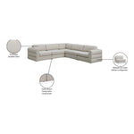 Beckham 114" Linen Textured Fabric Upholstered 5pc. Modular Sectional in Beige