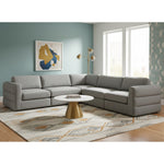 Beckham 114" Linen Textured Fabric Upholstered 5pc. Modular Sectional in Grey