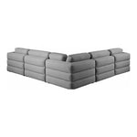 Beckham 114" Linen Textured Fabric Upholstered 5pc. Modular Sectional in Grey
