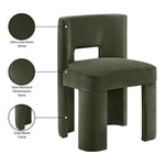 Zuno Velvet Performance Fabric Upholstered Dining Chair in Green