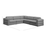 Beckham 114" Linen Textured Fabric Upholstered 5pc. Modular Sectional in Grey