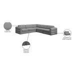 Beckham 114" Linen Textured Fabric Upholstered 5pc. Modular Sectional in Grey