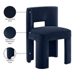 Zuno Velvet Performance Fabric Upholstered Dining Chair in Navy