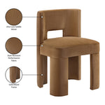 Zuno Velvet Performance Fabric Upholstered Dining Chair in Saddle