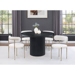 Belinda 48" Solid Wood and Oak Veneer Dining Table in Black