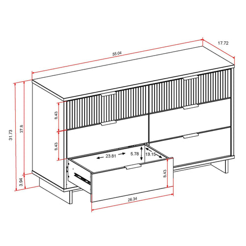 Granville 55" Dresser (6-Drawer) in White