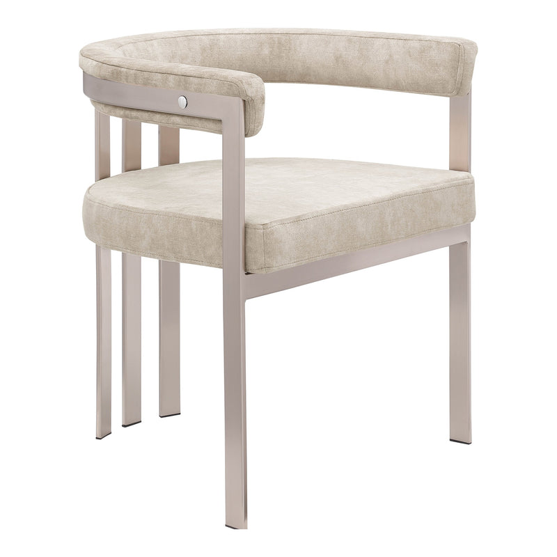 Marcello Stone Velvet Upholstered Dining Chair in Beige