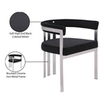 Marcello Stone Velvet Upholstered Dining Chair in Black