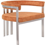 Marcello Stone Velvet Upholstered Dining Chair in Cognac