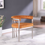 Marcello Stone Velvet Upholstered Dining Chair in Cognac
