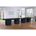 Belinda 54" Solid Wood and Oak Veneer Modular Dining Table in Black