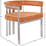 Marcello Stone Velvet Upholstered Dining Chair in Cognac