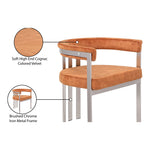 Marcello Stone Velvet Upholstered Dining Chair in Cognac