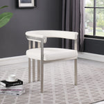 Marcello Stone Velvet Upholstered Dining Chair in Cream