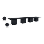 Belinda 54" Solid Wood and Oak Veneer Modular Dining Table in Black
