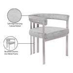 Marcello Stone Velvet Upholstered Dining Chair in Grey