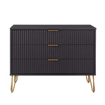 Dumbo 35" Fluted Dresser (3-Drawer) in Black