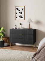 Dumbo 35" Fluted Dresser (3-Drawer) in Black