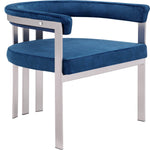 Marcello Stone Velvet Upholstered Dining Chair in Navy