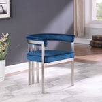 Marcello Stone Velvet Upholstered Dining Chair in Navy
