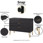 Dumbo 35" Fluted Dresser (3-Drawer) in Black