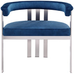 Marcello Stone Velvet Upholstered Dining Chair in Navy