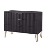 Dumbo 35" Fluted Dresser (3-Drawer) in Black