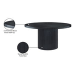 Belinda 60" Solid Wood and Oak Veneer Dining Table in Black