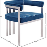 Marcello Stone Velvet Upholstered Dining Chair in Navy