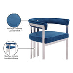 Marcello Stone Velvet Upholstered Dining Chair in Navy