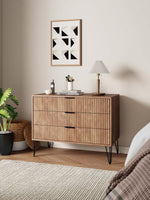 Dumbo 35" Fluted Dresser (3-Drawer) in Golden Brown