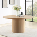 Belinda 60" Solid Wood and Oak Veneer Dining Table in Natural