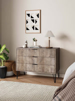 Dumbo 35" Fluted Dresser (3-Drawer) in Rustic Gray