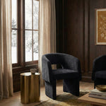 Emmet Chenille Fabric Upholstered Dining / Accent Chair in Black