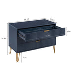 Dumbo 35" Fluted Dresser (3-Drawer) in Midnight Blue