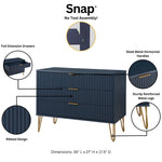 Dumbo 35" Fluted Dresser (3-Drawer) in Midnight Blue
