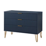 Dumbo 35" Fluted Dresser (3-Drawer) in Midnight Blue