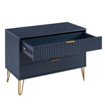 Dumbo 35" Fluted Dresser (3-Drawer) in Midnight Blue